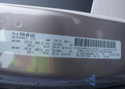 2017 Chrysler Pacifica Limited z USA, uszkodzony, nr VIN 2C4RC1GG8HR634844